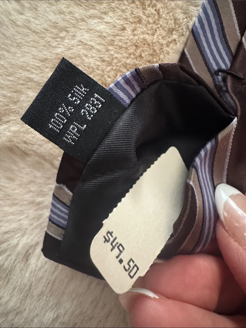 DKNY‎ Classic Brown Stripe Men’s Tie with Blue Accents